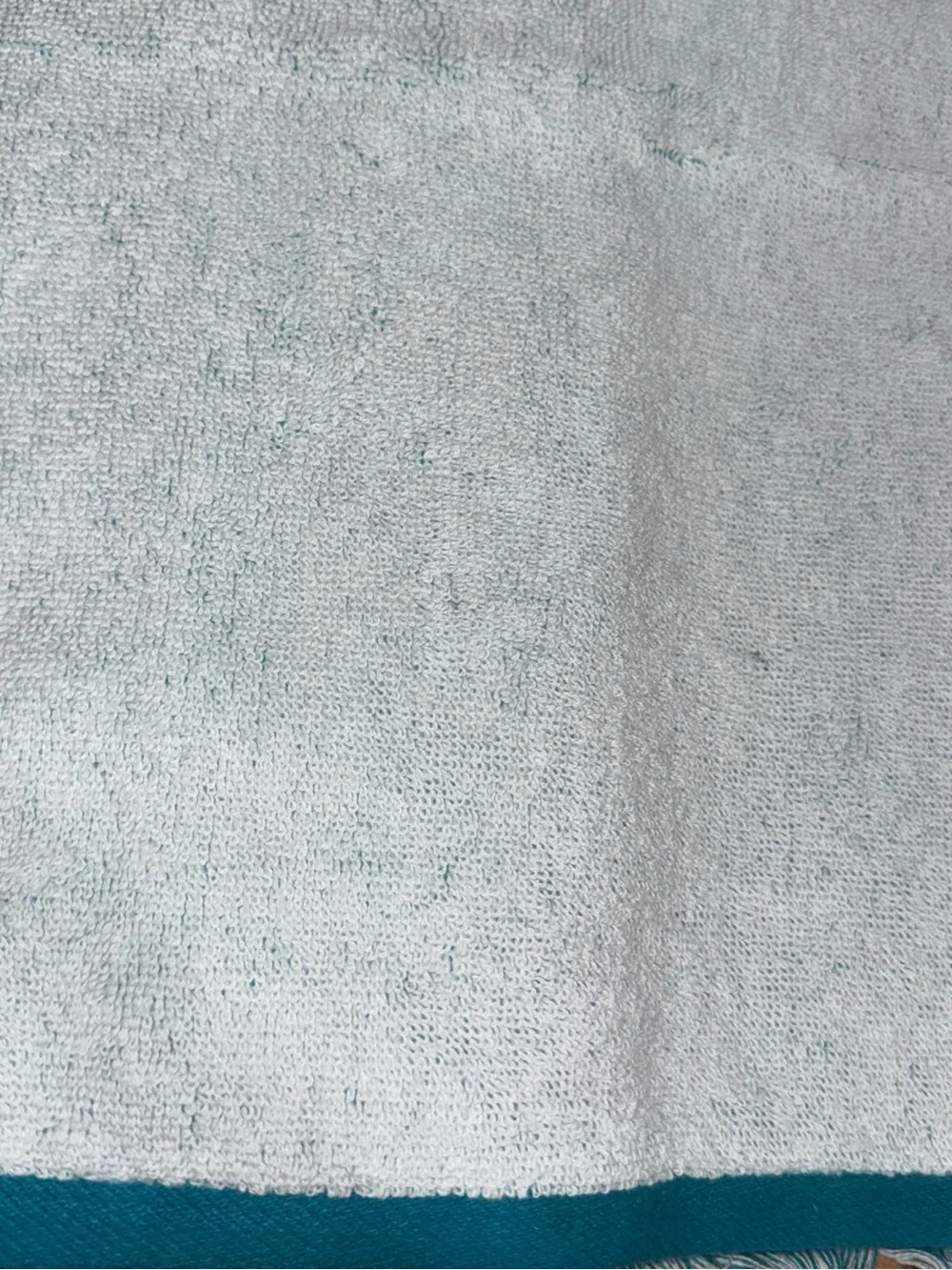 Vtg 80s White Bath Towels with Teal Butterfly Jacquard - Set of 2
